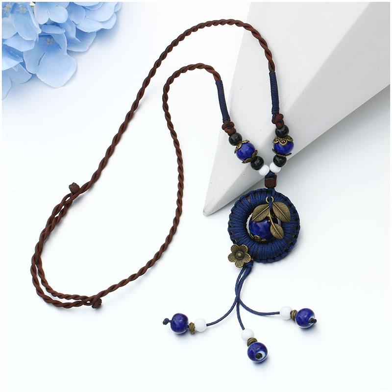 Vintage Ethnic Long Rope Chain Necklace