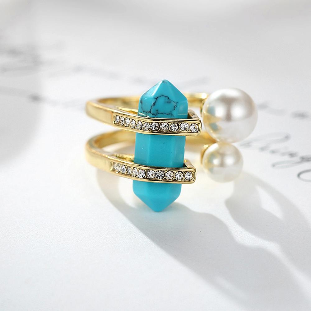Pearls and Rhinestones Quartz Stone Ring