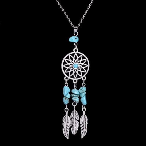 Dream Cather Feather Bead Natural Stone Necklace